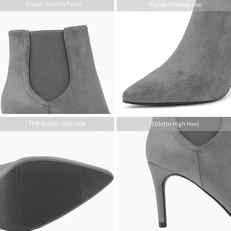 Pointed Toe Stiletto Chelsea Ankle Booties