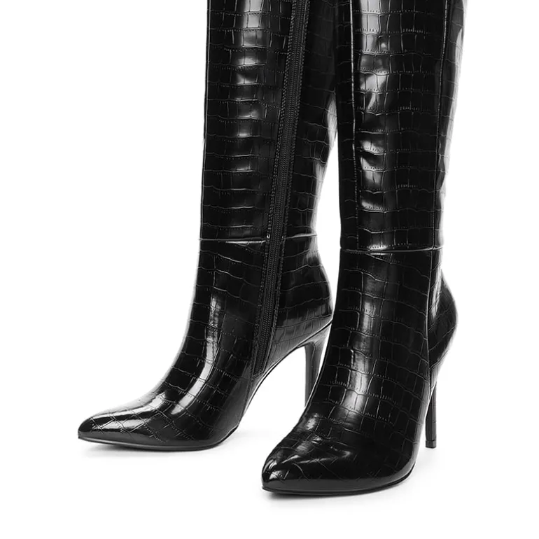 Pointed Toe Stiletto High Heel Knee High Boots