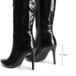 Pointed Toe Stiletto High Heel Knee High Boots