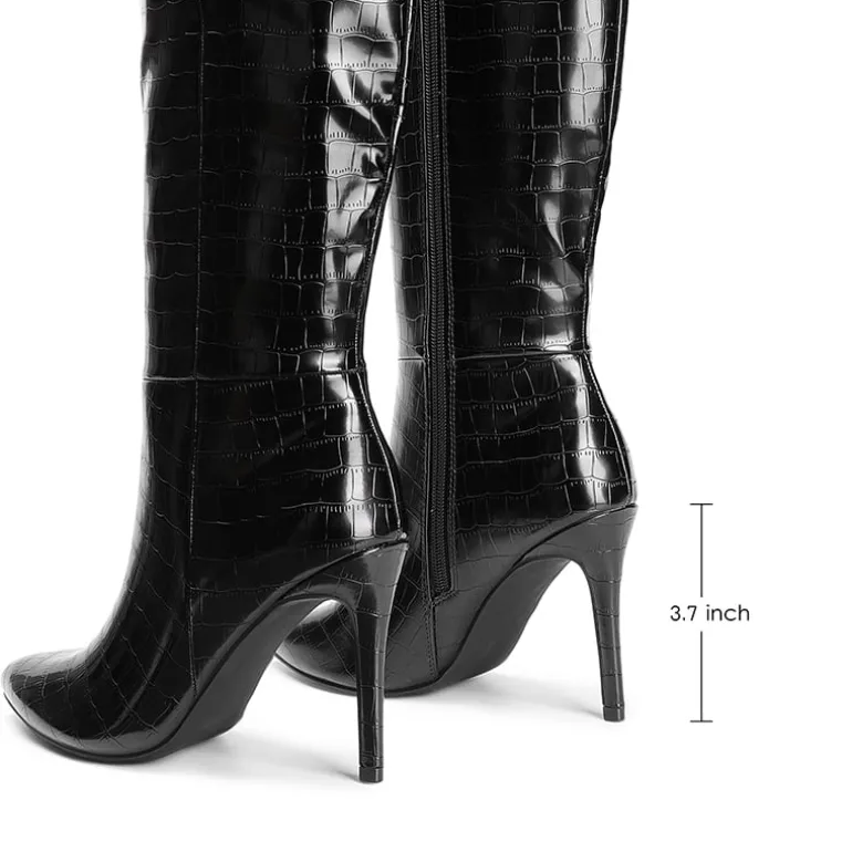 Pointed Toe Stiletto High Heel Knee High Boots