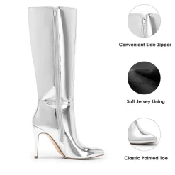 Pointed Toe Stiletto High Heel Knee High Boots