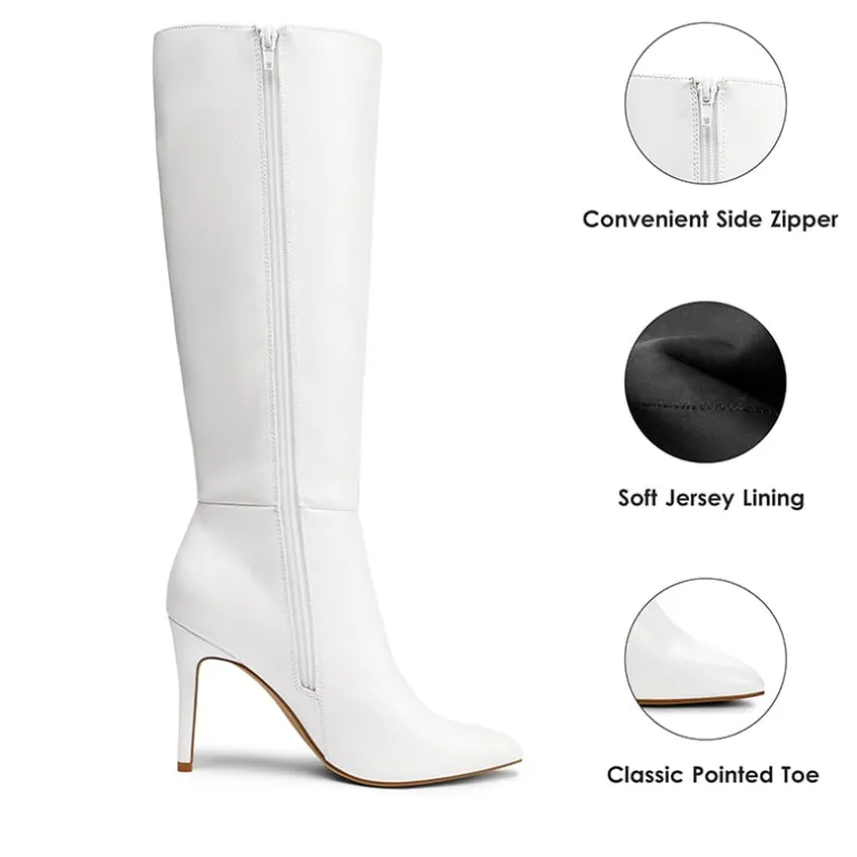 Pointed Toe Stiletto High Heel Knee High Boots