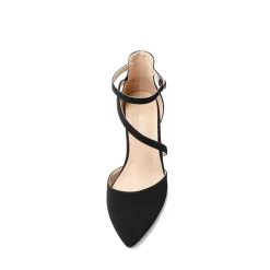 Pointed Toe Strap Chunky Heel Pumps