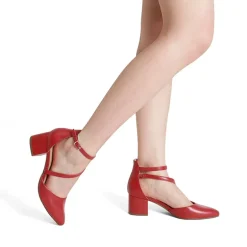 Pointed Toe Strap Chunky Heel Pumps