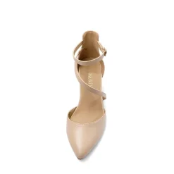 Pointed Toe Strap Chunky Heel Pumps