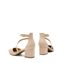 Pointed Toe Strap Chunky Heel Pumps