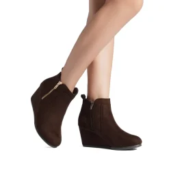 Pointed Toe Suede Wedge Bootie