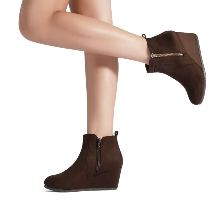 Pointed Toe Suede Wedge Bootie