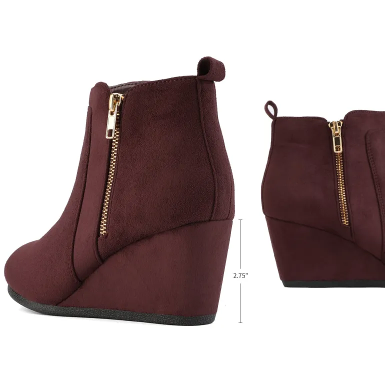 Pointed Toe Suede Wedge Bootie