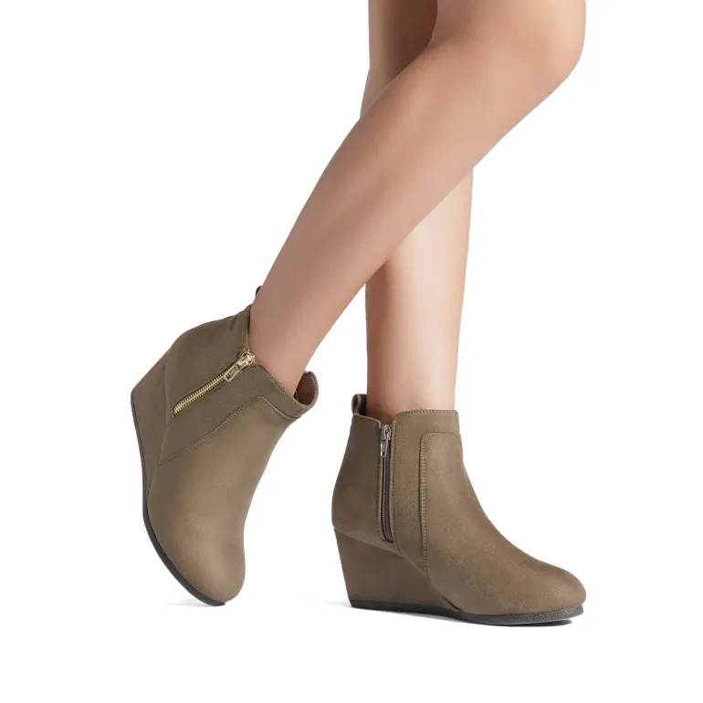 Pointed Toe Suede Wedge Bootie
