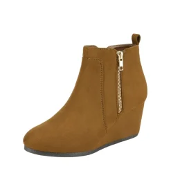 Pointed Toe Suede Wedge Bootie