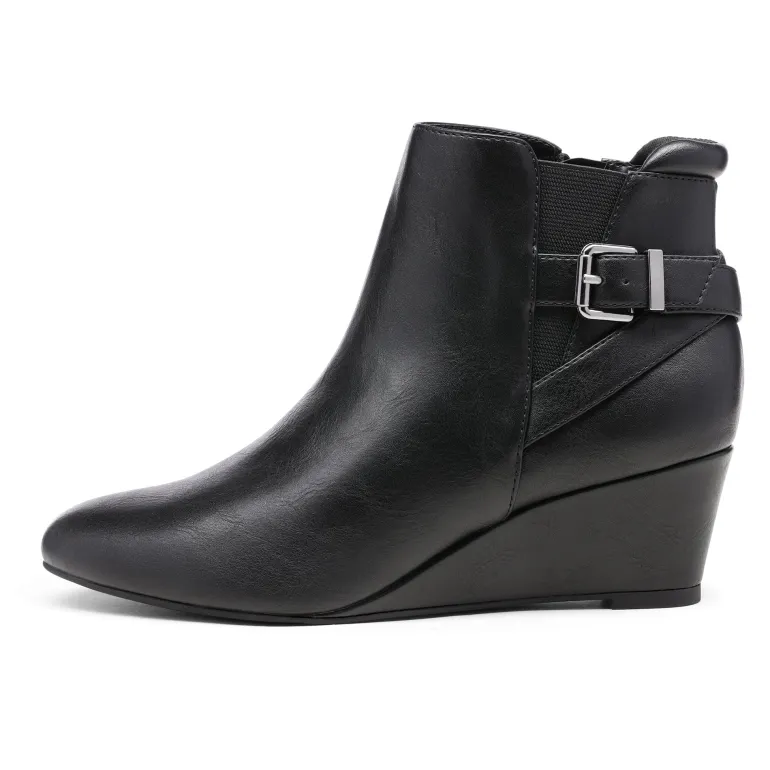 Pointed Toe Wedge Heel Ankle Booties