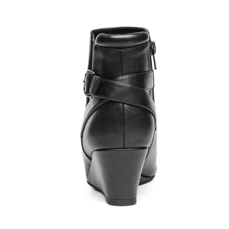 Pointed Toe Wedge Heel Ankle Booties