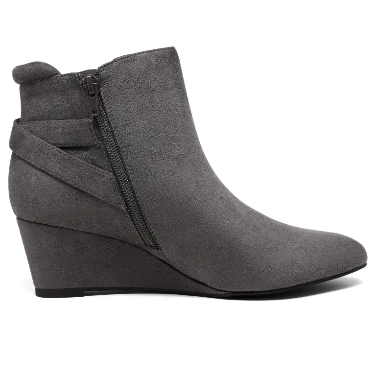 Pointed Toe Wedge Heel Ankle Booties