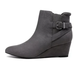 Pointed Toe Wedge Heel Ankle Booties