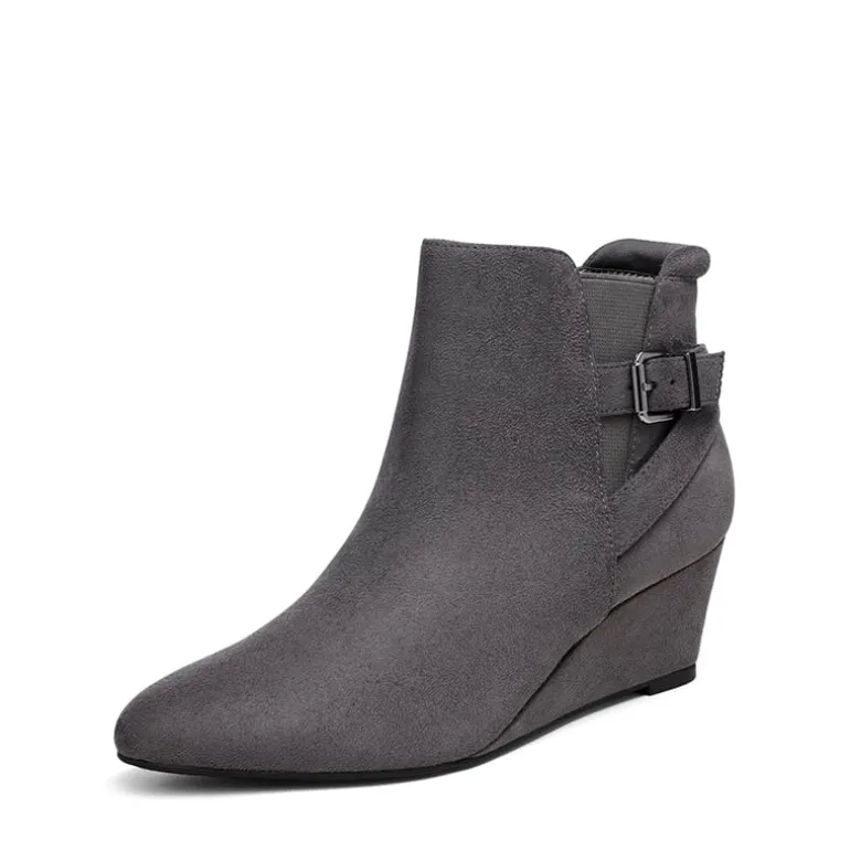 Pointed Toe Wedge Heel Ankle Booties