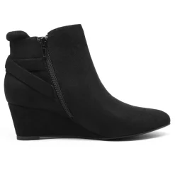 Pointed Toe Wedge Heel Ankle Booties