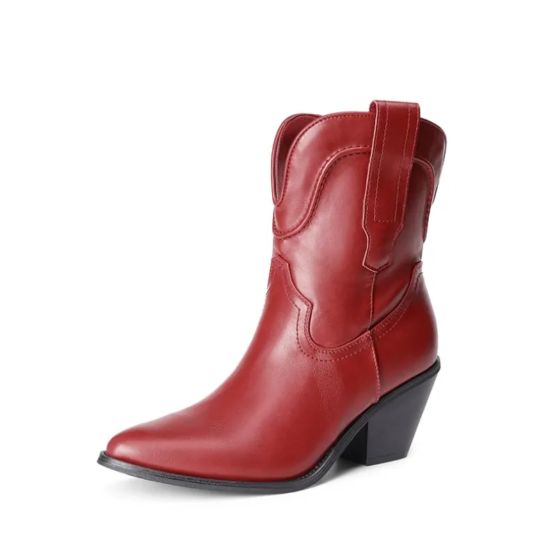 Pointed Toe Western Cowboy Mid Calf Boots