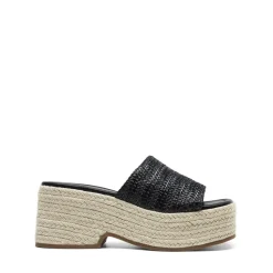 Raffia Platform Wedge Slide Sandals