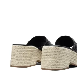 Raffia Platform Wedge Slide Sandals