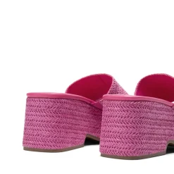 Raffia Platform Wedge Slide Sandals