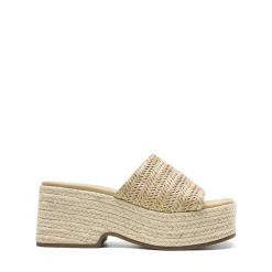 Raffia Platform Wedge Slide Sandals