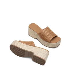 Raffia Platform Wedge Slide Sandals