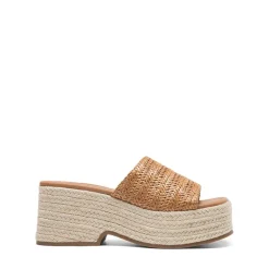 Raffia Platform Wedge Slide Sandals