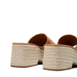 Raffia Platform Wedge Slide Sandals
