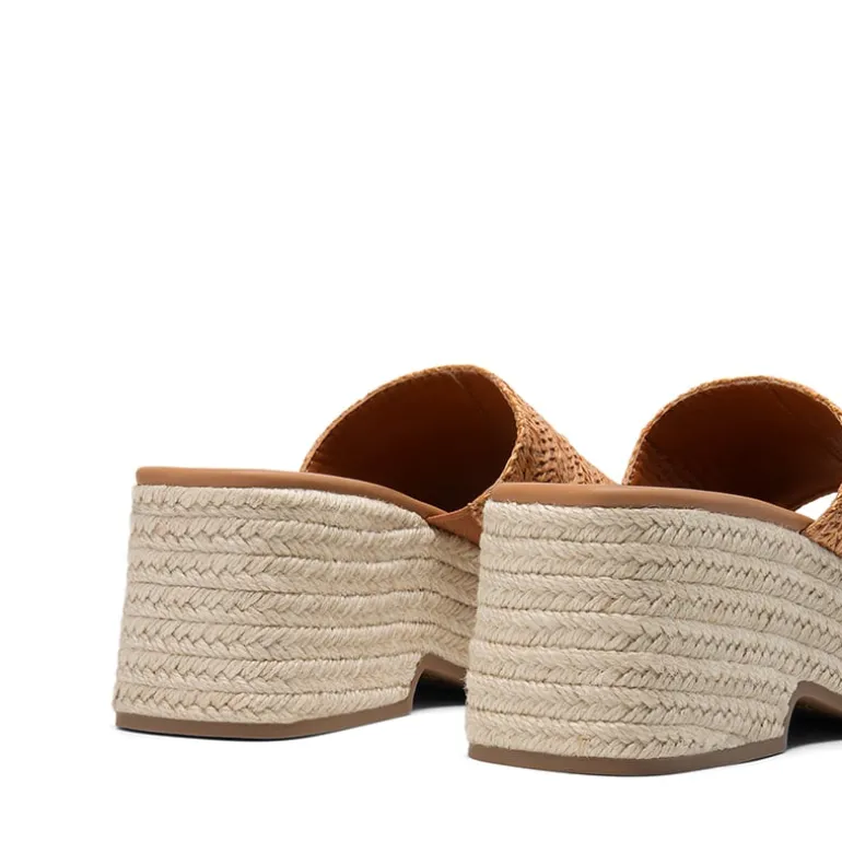 Raffia Platform Wedge Slide Sandals