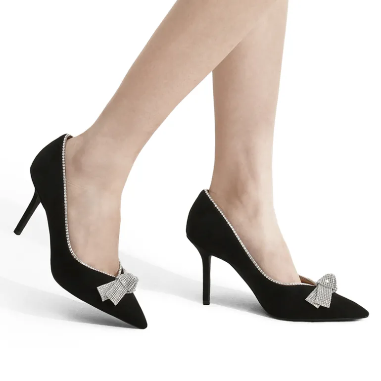 Rhinestone Bowknot Stiletto Heel Pumps