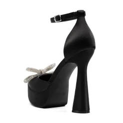 Rhinestone Bow Platform Pumps
