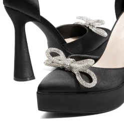 Rhinestone Bow Platform Pumps