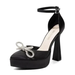 Rhinestone Bow Platform Pumps