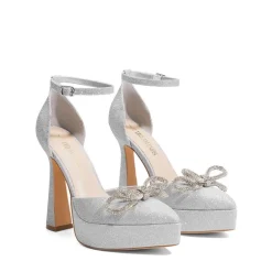 Rhinestone Bow Platform Pumps