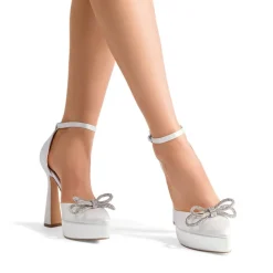 Rhinestone Bow Platform Pumps