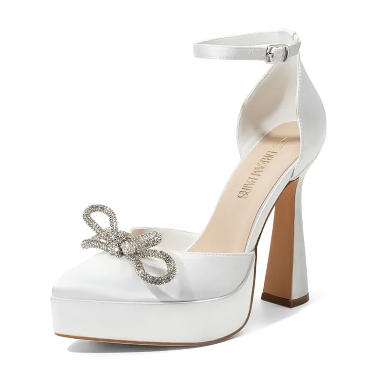 Rhinestone Bow Platform Pumps