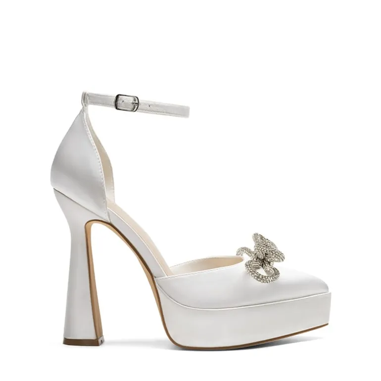 Rhinestone Bow Platform Pumps