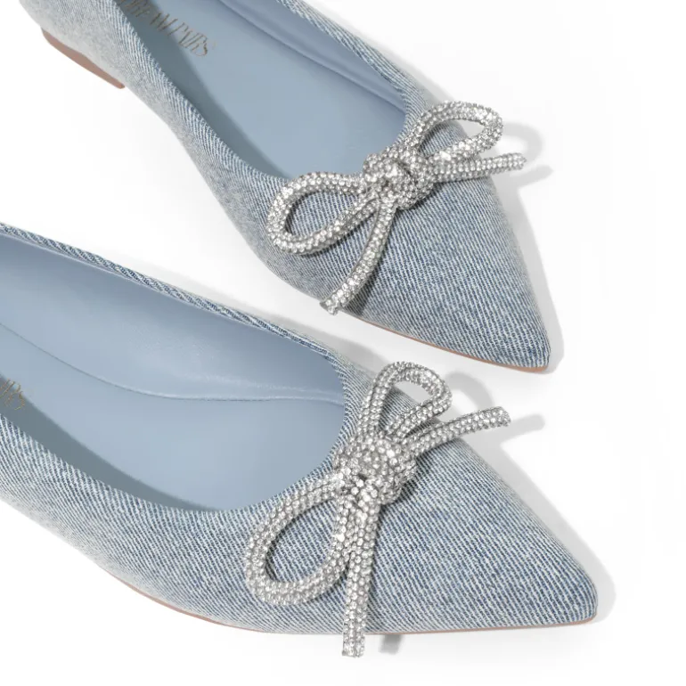 Rhinestone Bow Pointed Toe Flats