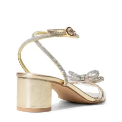 Rhinestone Bows Chunky Sandals