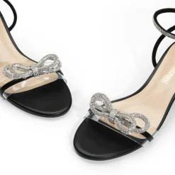 Rhinestone Bows Chunky Sandals