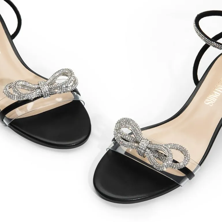Rhinestone Bows Chunky Sandals