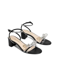Rhinestone Bows Chunky Sandals
