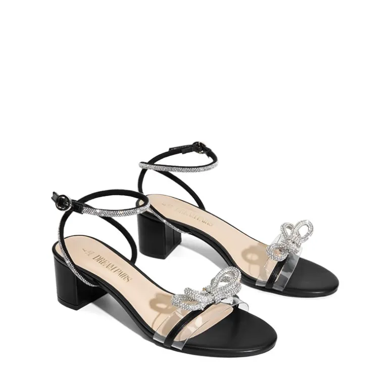 Rhinestone Bows Chunky Sandals