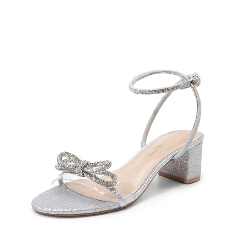 Rhinestone Bows Chunky Sandals