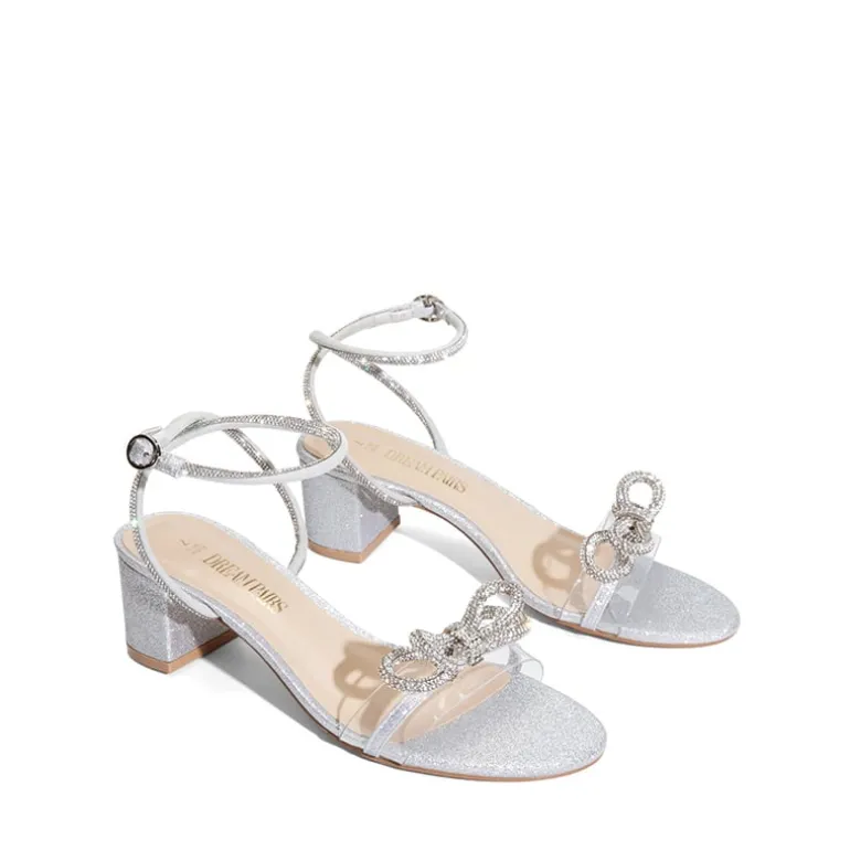 Rhinestone Bows Chunky Sandals