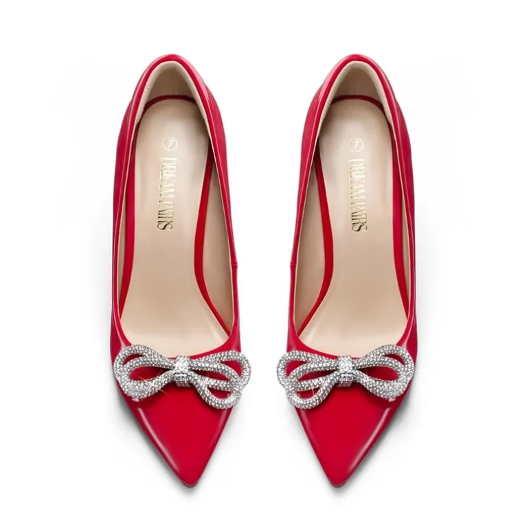 Rhinestone Bows Stiletto Pumps