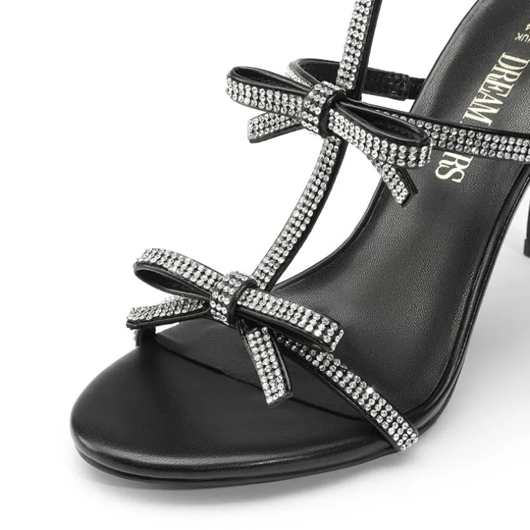 Rhinestone Bow Stiletto Sandals