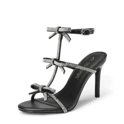 Rhinestone Bow Stiletto Sandals