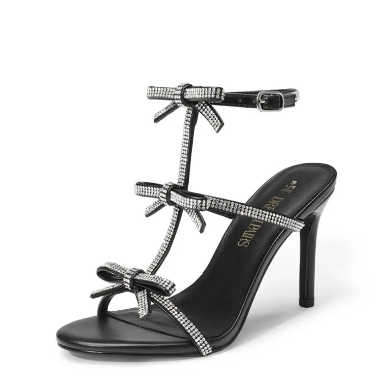 Rhinestone Bow Stiletto Sandals
